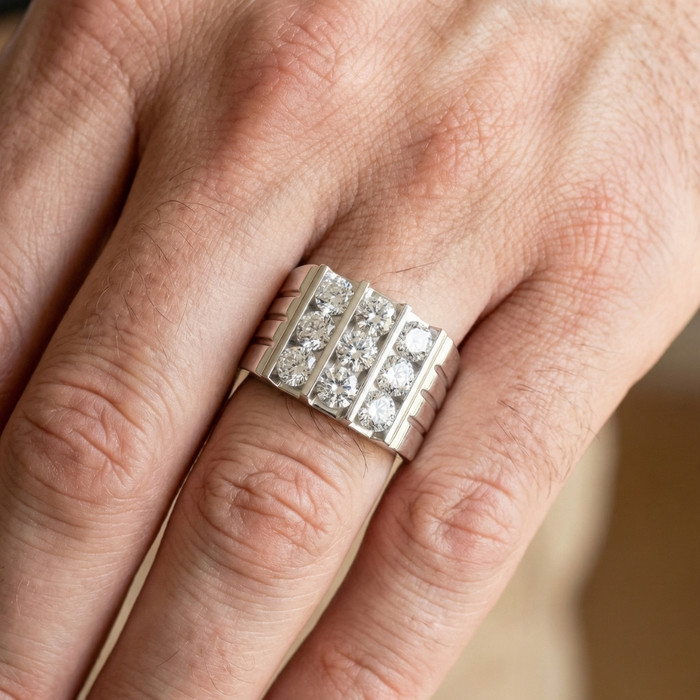 2 1/2Ct Diamond Ring Men's Anniversary Wedding Band Gold Lab Grown