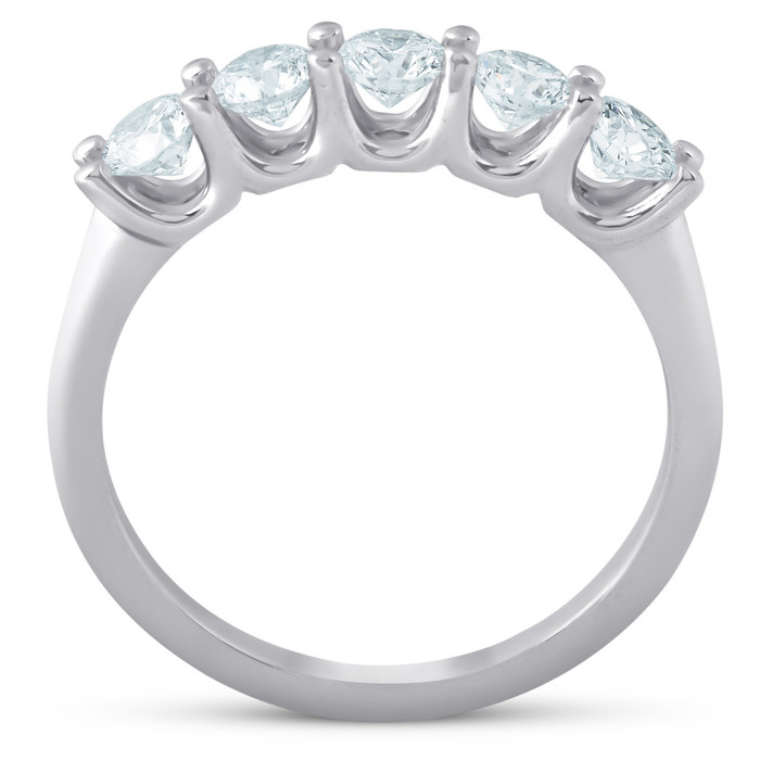1 1/4 Ct Lab Grown Diamond Five Stone Wedding Ring 14k White Gold U Prong