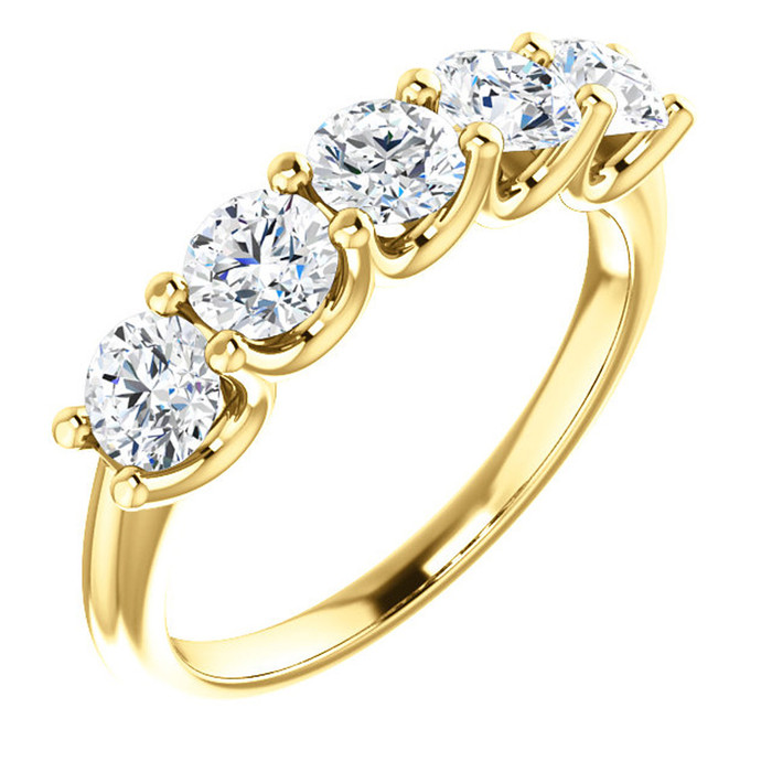 1 1/2 Ct Diamond Five Stone Wedding Ring 14k Yellow Gold EX3 Lab Grown 1 1/2 Ct Diamond Five Stone Wedding Ring 14k Yellow Gold EX3 Lab Grown