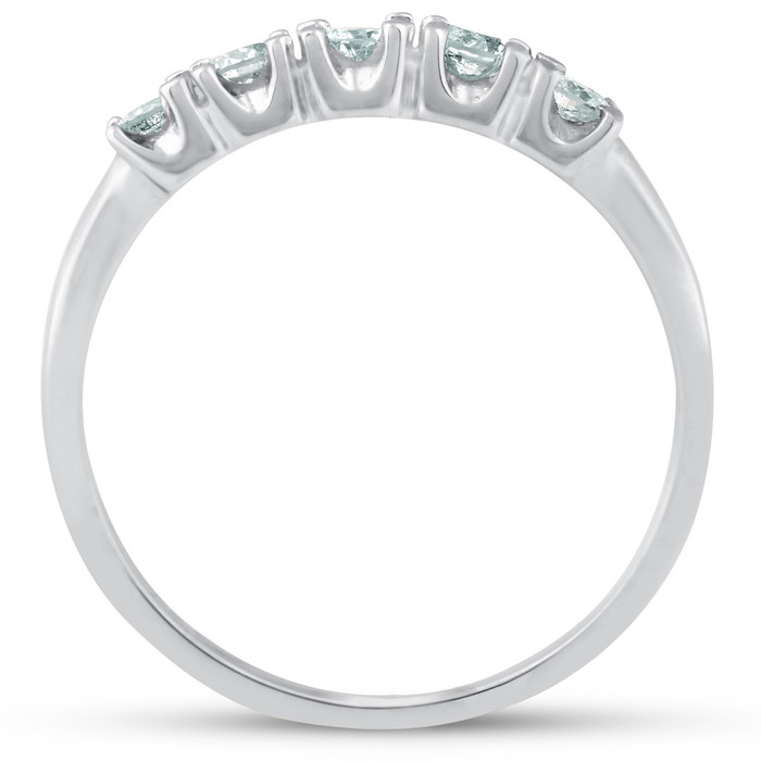 1/4Ct Five Stone Lab Grown Diamond Stackable Wedding Ring 10k White Gold
