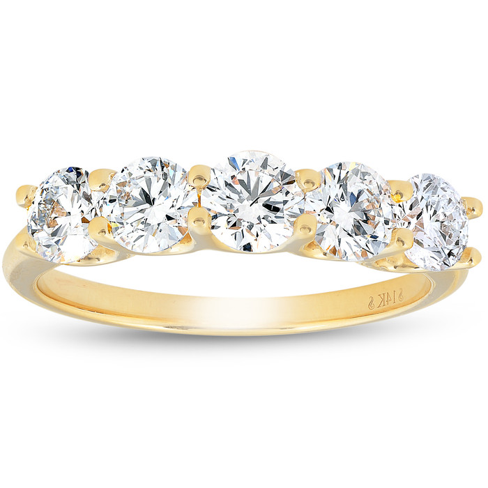 1 1/4 Ct Lab Grown Diamond Five Stone Wedding Ring 14k Yellow Gold U Prong 1 1/4 Ct Lab Grown Diamond Five Stone Wedding Ring 14k Yellow Gold U Prong