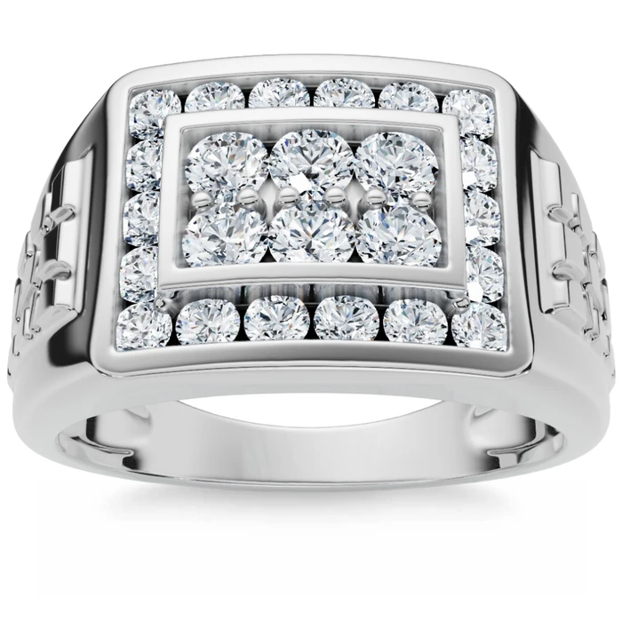 Men's 1Ct Diamond Nugget Ring 10k Gold Lab Grown