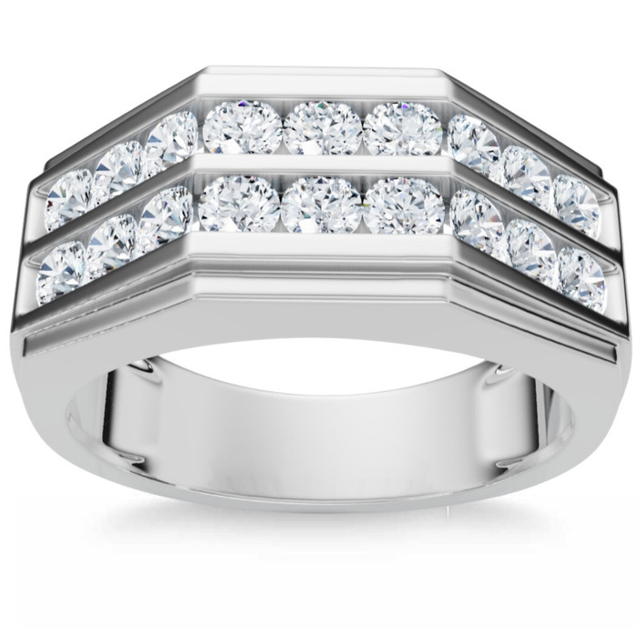 1/2Ct Men's Diamond High Polished Wedding Ring Lab Grown Anniversary Band