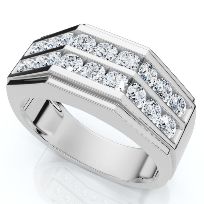 1/2Ct Men's Diamond High Polished Wedding Ring Lab Grown Anniversary Band