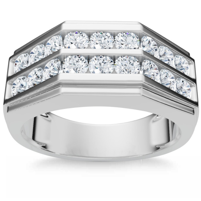 1/2Ct Men's Diamond High Polished Wedding Ring Lab Grown Anniversary Band