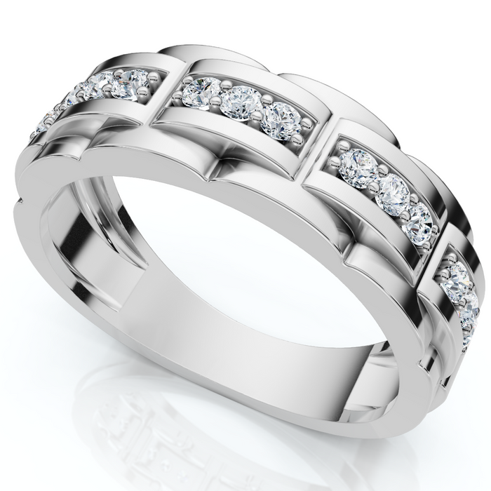 1/3 Ct Mens Lab Grown Diamond Wedding Ring White Gold Anniversary Band