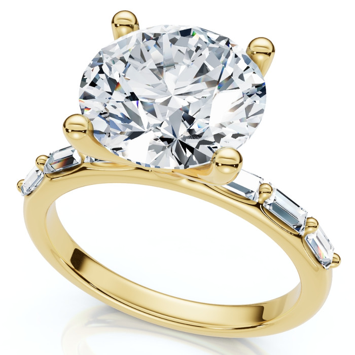 Certified 2.75-6.75Ct Round Baguette Diamond Engagement Ring Gold Lab Grown