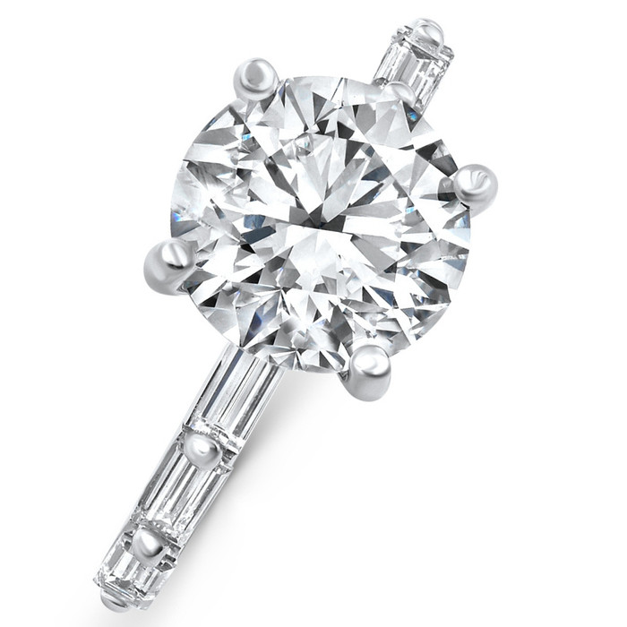 Certified 2.75-6.75Ct Round Baguette Diamond Engagement Ring Gold Lab Grown
