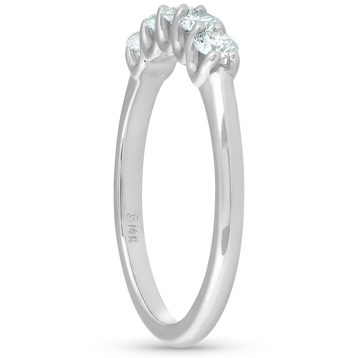 1/2 Ct Five Stone U Prong EX3 Lab Grown Diamond Wedding Ring 14k White Gold
