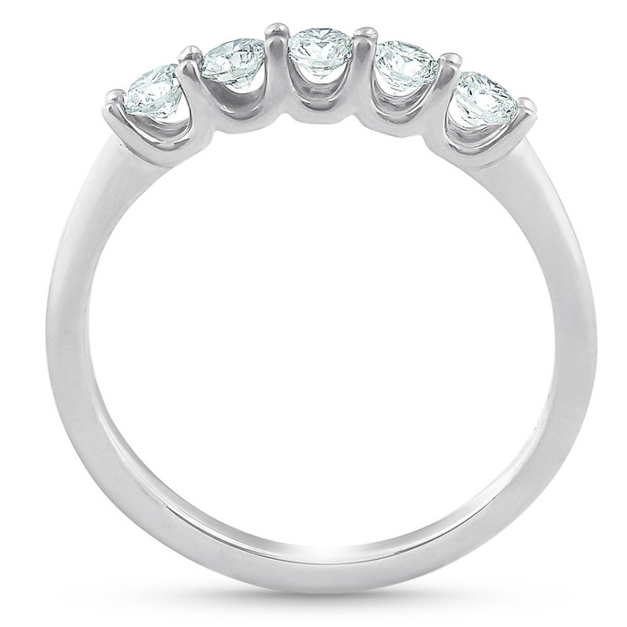 1/2 Ct Five Stone U Prong EX3 Lab Grown Diamond Wedding Ring 14k White Gold