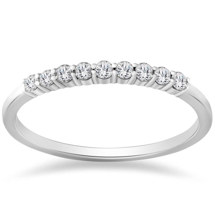 1/4ct Lab Created Diamond Wedding Stackable Ring 14K White Gold