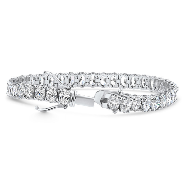 16Ct TW Oval Diamond Tennis Bracelet 14k Gold 7" Lab Grown