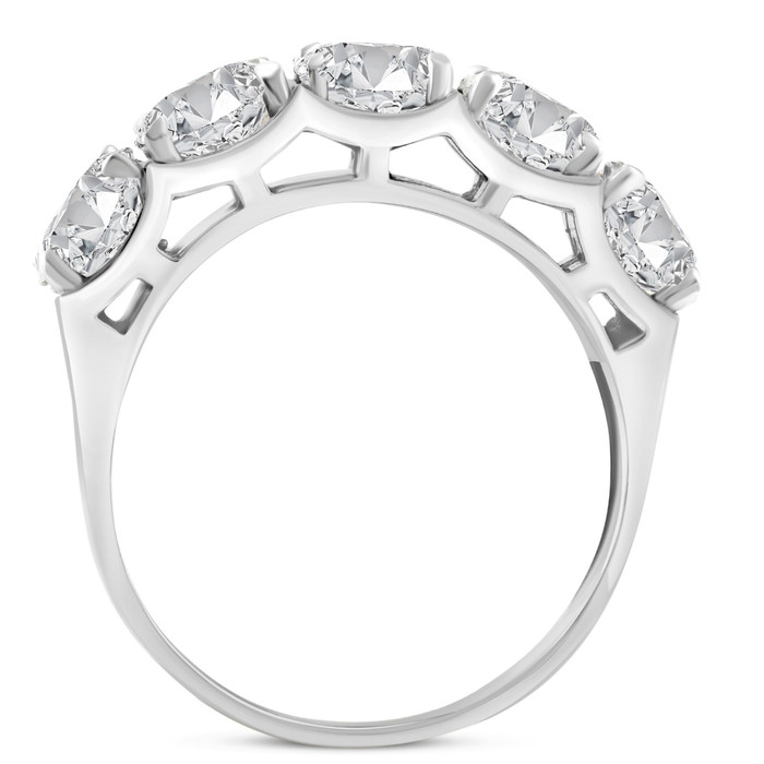 3 3/4Ct 5-Stone Lab Grown Diamond Wedding Ring 14K White Gold