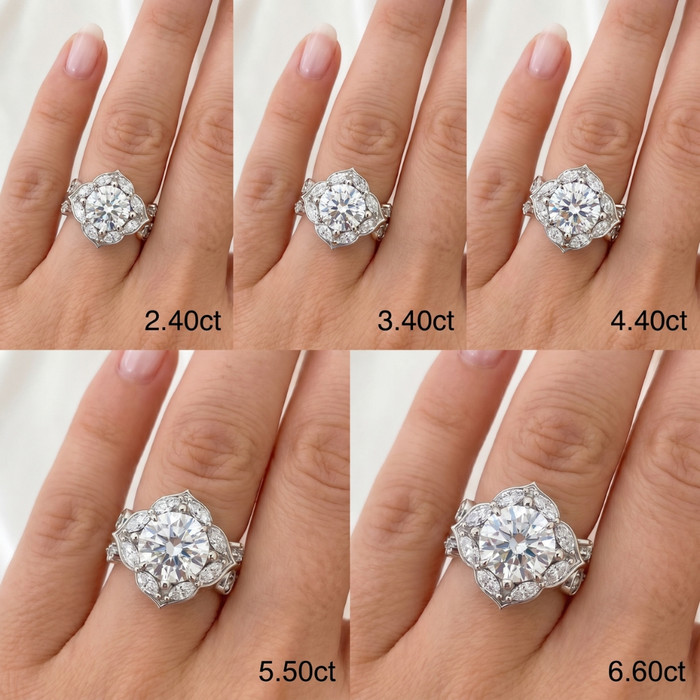 Certified 2.50 - 6.40Ct Diamond Vine Engagement Ring 14k Gold Lab Grown