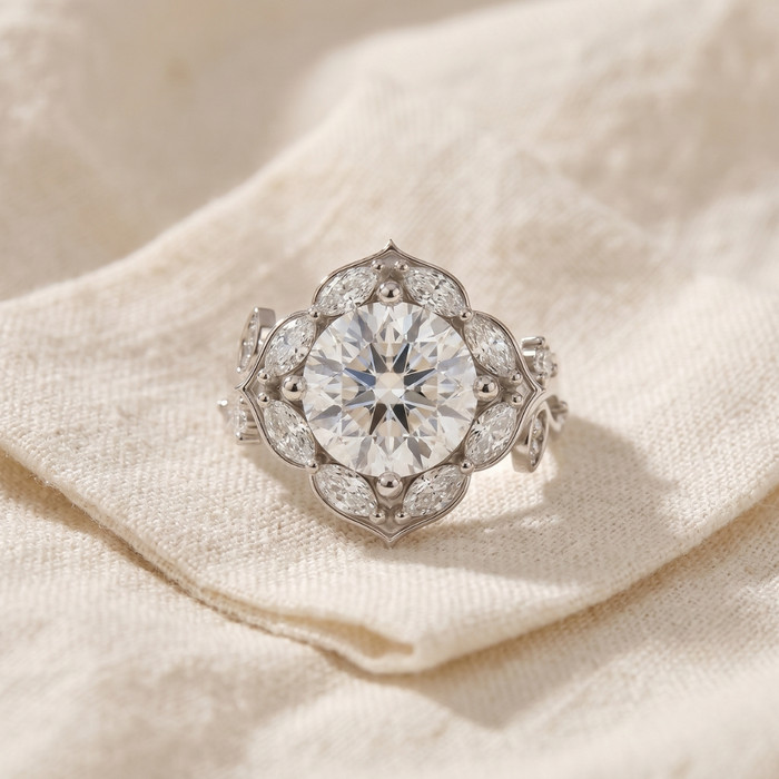 Certified 2.50 - 6.40Ct Diamond Vine Engagement Ring 14k Gold Lab Grown