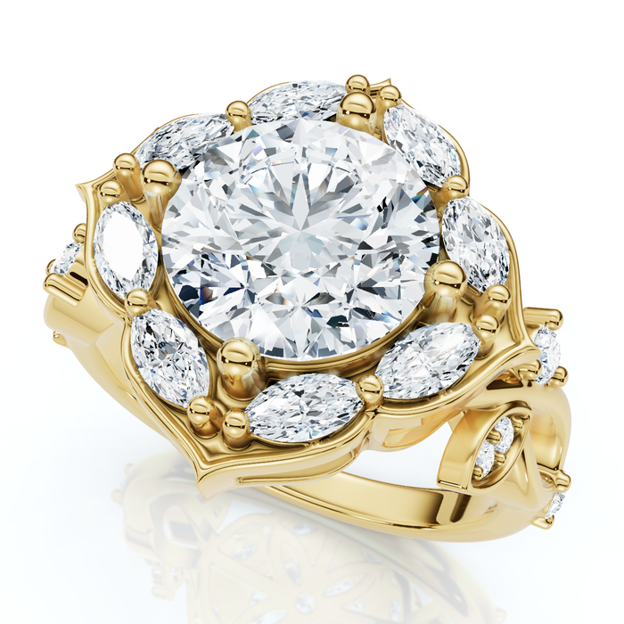 Certified 2.50 - 6.40Ct Diamond Vine Engagement Ring 14k Gold Lab Grown