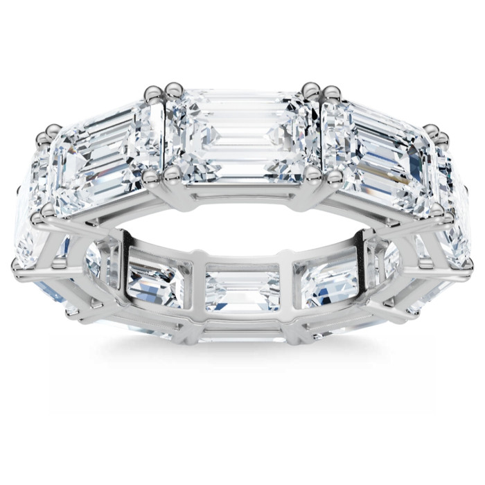 10Ct Emerald Cut Diamond Eternity Ring East West Set 14k White Gold Lab Grown 10Ct Emerald Cut Diamond Eternity Ring East West Set 14k White Gold Lab Grown
