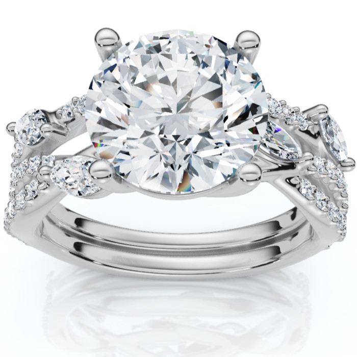 Certified 3 5/8Ct Diamond Engagement Wedding Ring Set 14k Gold Lab Grown