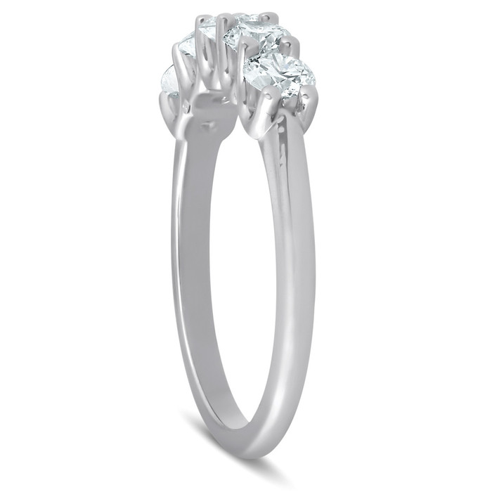 1 Ct Five Stone EX3 Lab Grown Diamond Wedding Ring 14k White Gold EX3 Lab Grown