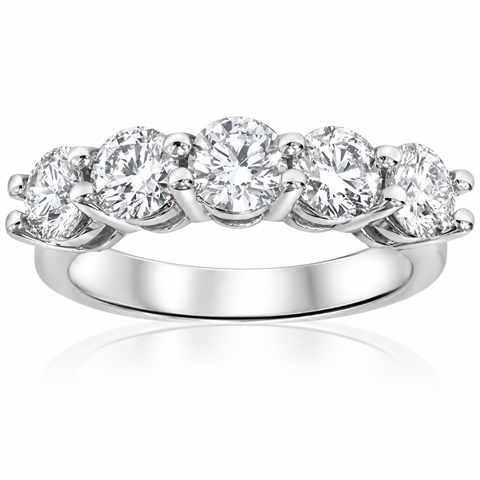 2 Carat 5-Stone Round Lab Grown Diamond Ring 14K White Gold