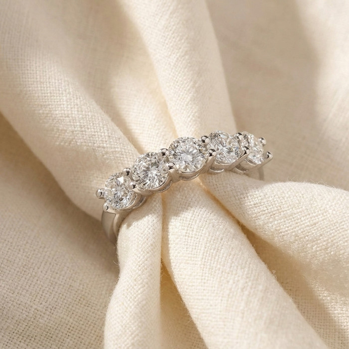 2 Carat 5-Stone Round Lab Grown Diamond Ring 14K White Gold