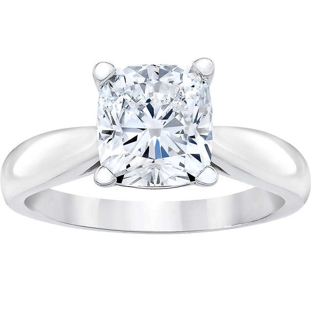 1 1/2ct Cushion Diamond Solitaire Engagement Ring 14k White Gold Lab Grown