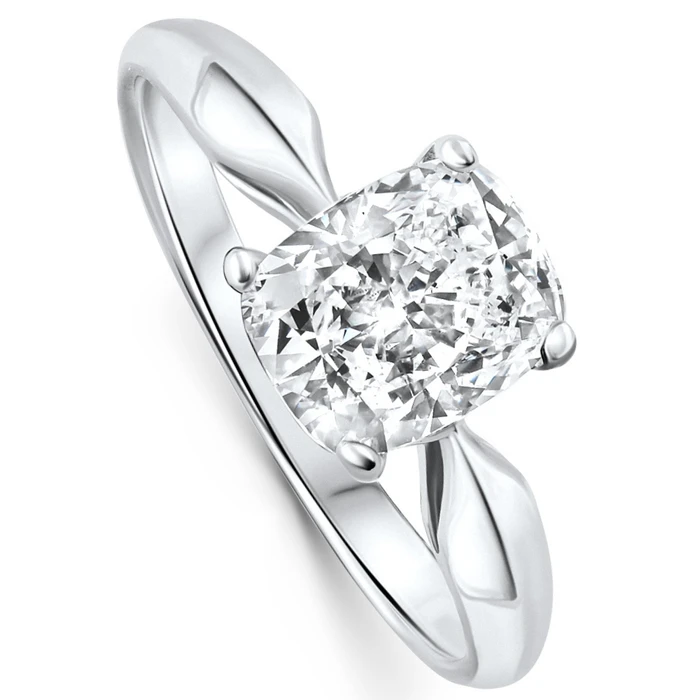 1 1/2ct Cushion Diamond Solitaire Engagement Ring 14k White Gold Lab Grown