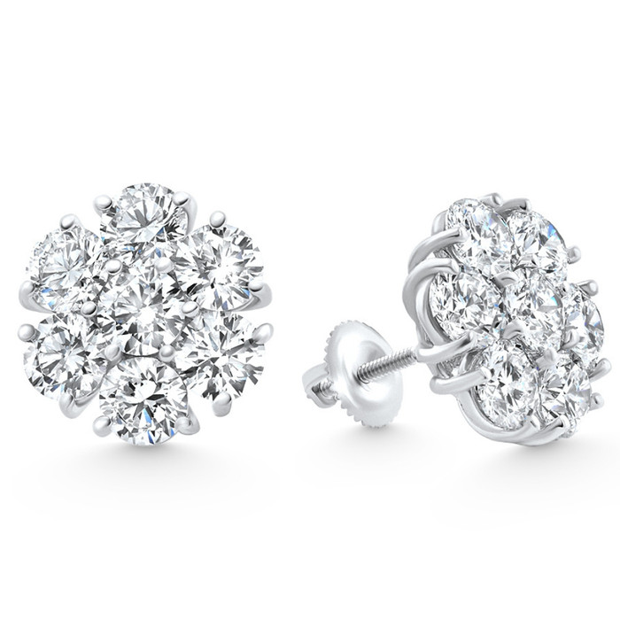 1.00 - 7.00 Ct T.W. Diamond Studs Screw Back Earrings 14k Gold Lab Grown