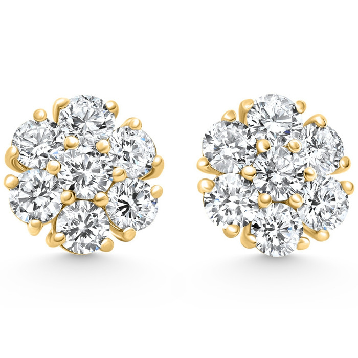 1.00 - 7.00 Ct T.W. Diamond Studs Screw Back Earrings 14k Gold Lab Grown