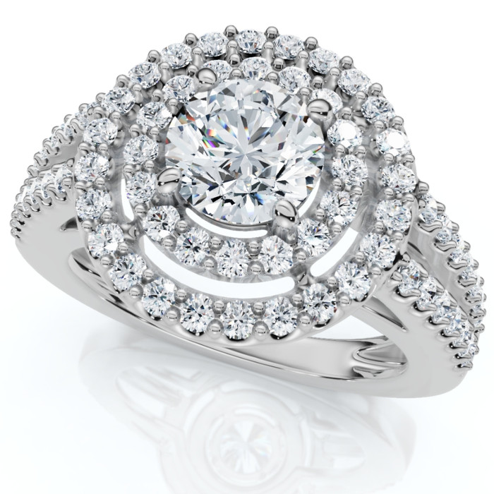 1 1/2Ct Double Halo Diamond Engagement Ring 14k Gold Lab Grown