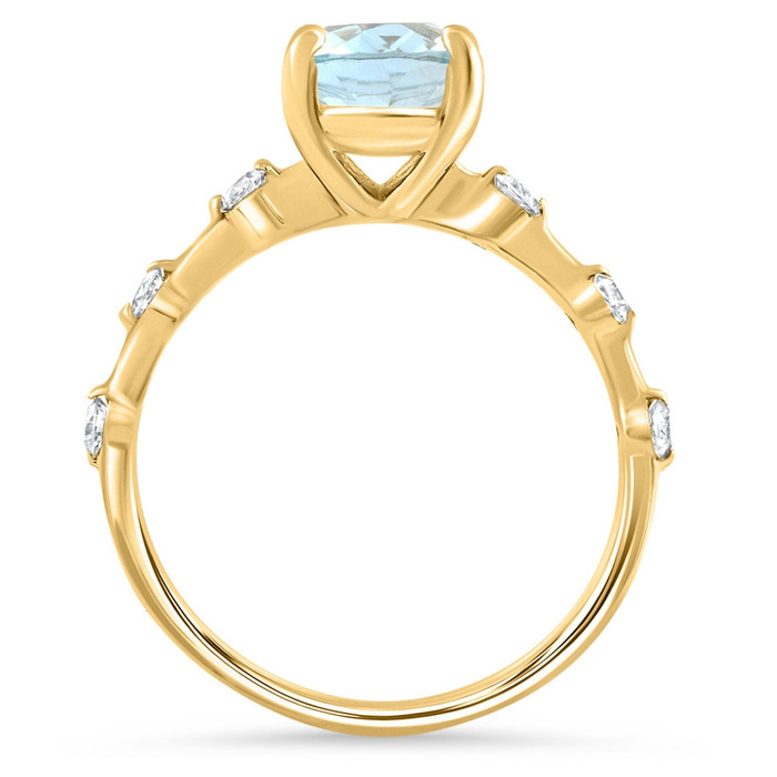 2 1/4Ct Oval Blue Topaz Diamond Ring White or Yellow Gold Lab Grown