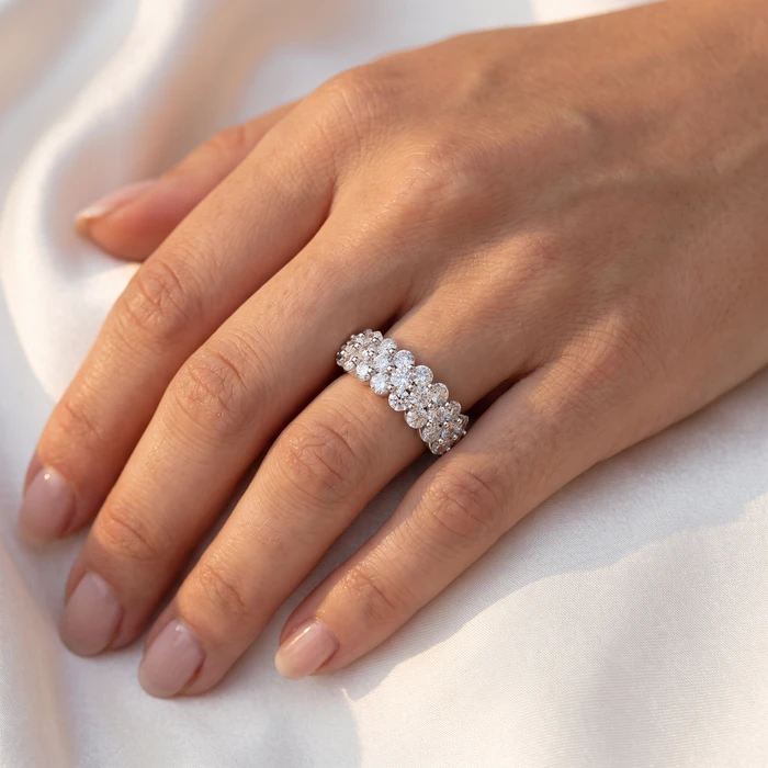 2Ct Multi Row Diamond Anniversary Ring 14k Gold Lab Grown