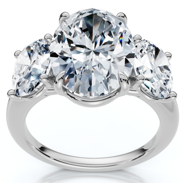 Certified 6Ct Three Stone Oval Diamond Anniversary Engagement Ring Lab Grown 14k