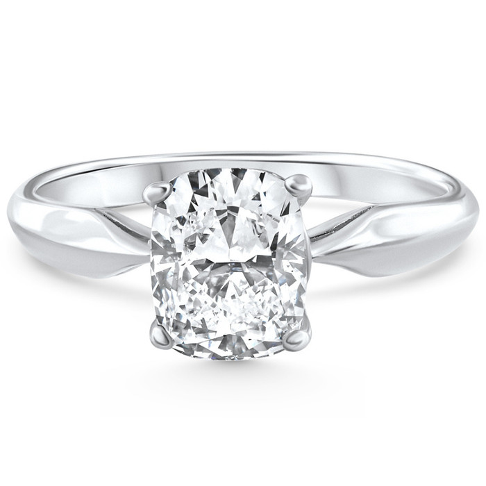 Certified 2Ct Cushion Solitaire Diamond Engagement Ring 14k Gold Lab Grown