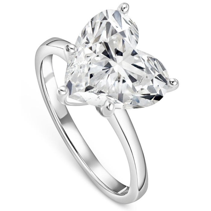 Certified 5Ct Heart Shape Solitaire Diamond Engagement Ring White Gold Lab Grown