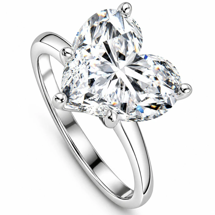 Certified 5Ct Heart Shape Solitaire Diamond Engagement Ring White Gold Lab Grown