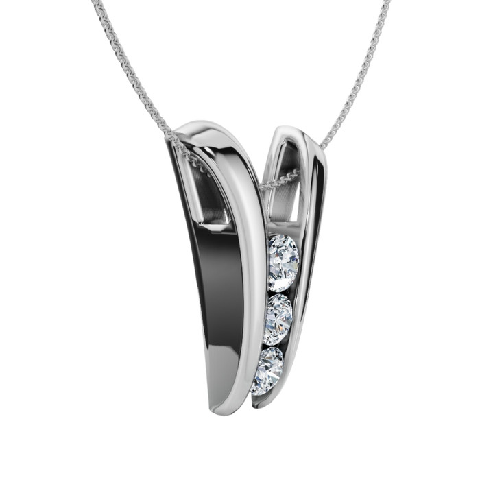 1/2Ct Three Stone Diamond Pendant Gold Women's 18" Necklace Lab Grown