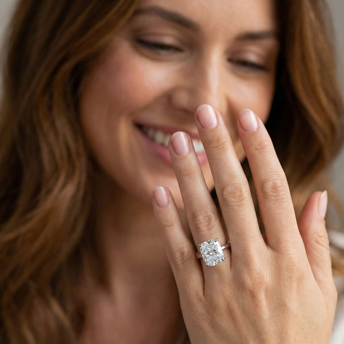 Certified 5Ct Elongated Cushion Diamond Engagement Ring Lab Grown