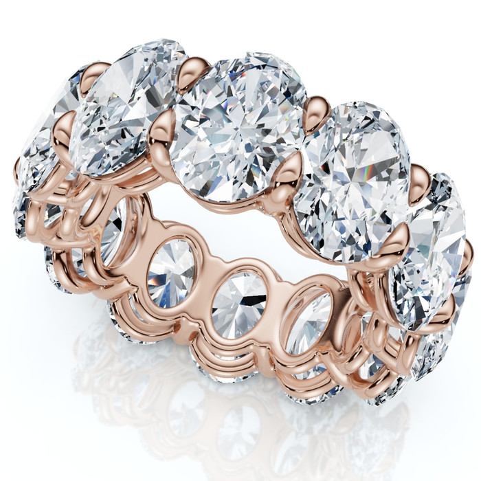 12Ct Oval Diamond Eternity Ring 14k Gold or Platinum Wedding Band Lab Grown