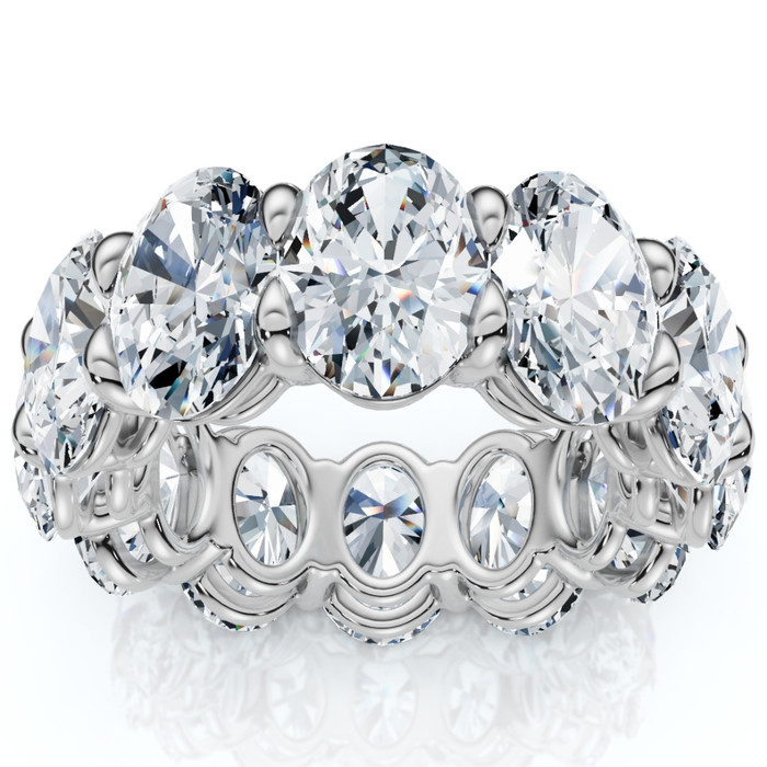 12Ct Oval Diamond Eternity Ring 14k Gold or Platinum Wedding Band Lab Grown