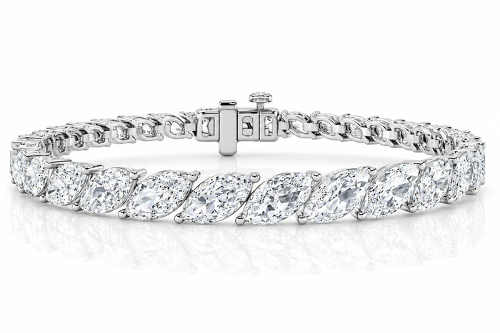 13Ct Marquise Diamond Tennis Bracelet 14k Gold Lab Grown 7"