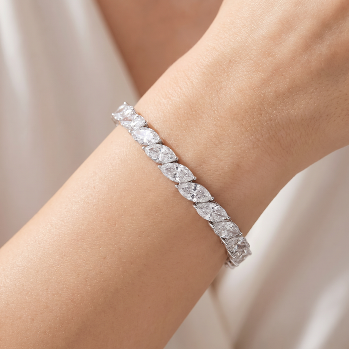 13Ct Marquise Diamond Tennis Bracelet 14k Gold Lab Grown 7"