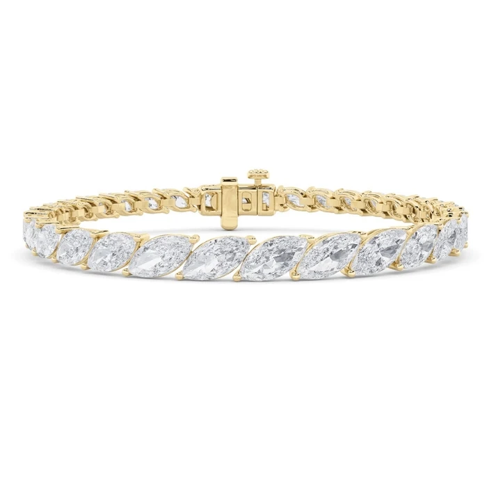 13Ct Marquise Diamond Tennis Bracelet 14k Gold Lab Grown 7"