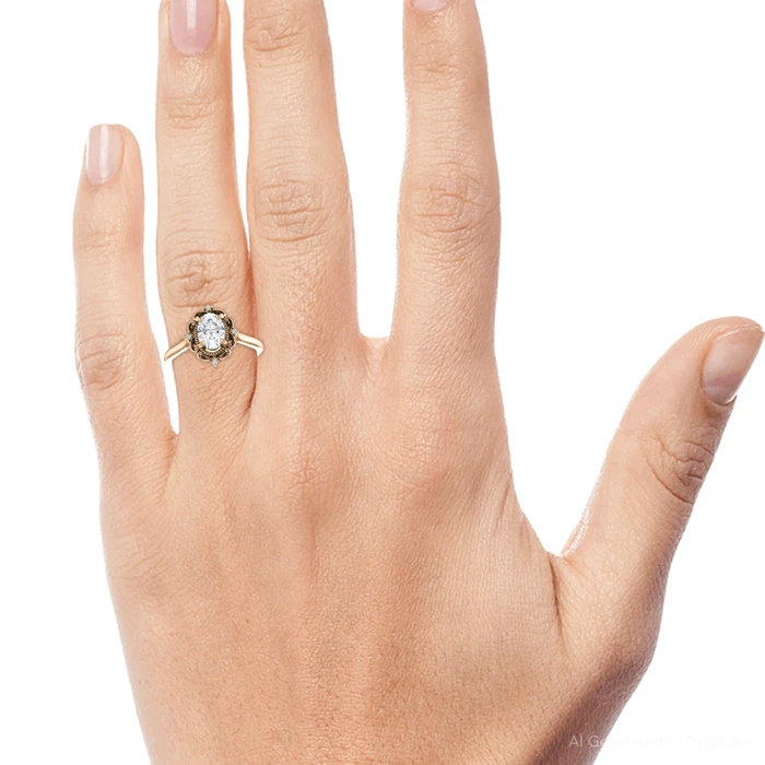 1 Ct Oval Diamond Engagement Ring 14k Rose Gold Lab Grown