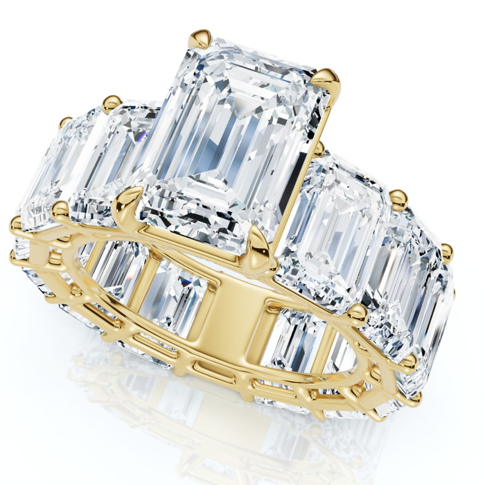 Certified 15.50Ct Emerald Cut Diamond Engagement Ring 14k Gold Lab Grown Certified 15.50Ct Emerald Cut Diamond Engagement Ring 14k Gold Lab Grown
