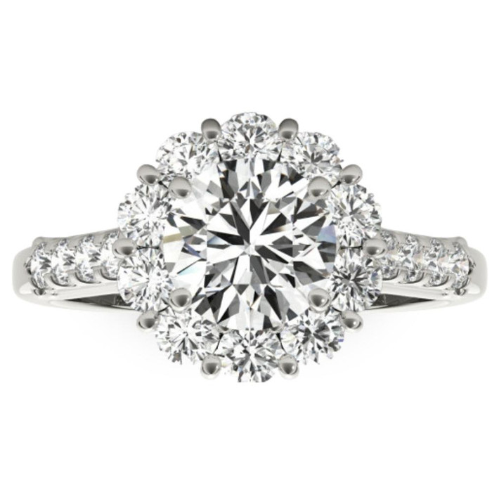 2 1/2 Ct Halo Diamond Engagement Ring 14k White Gold Lab Grown