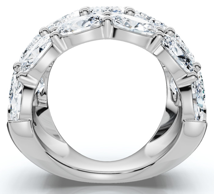 12.30Ct Diamond Wide Fashion Ring Emerald & Oval Cut Gold Lab Grown Band