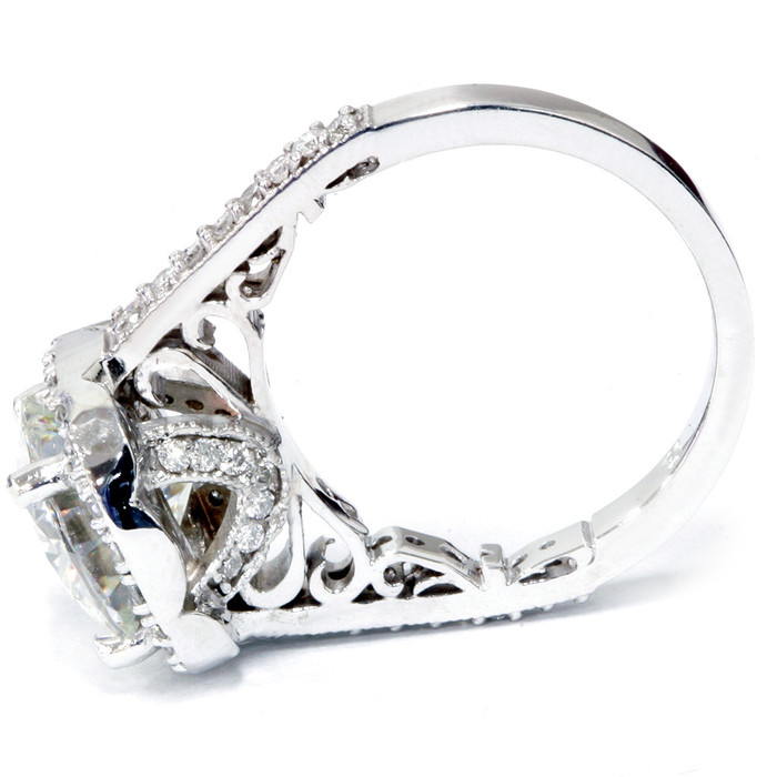 3 ct Diamond Cushion Halo Vintage Engagement Ring 14k White Gold Lab Grown 3 ct Diamond Cushion Halo Vintage Engagement Ring 14k White Gold Lab Grown