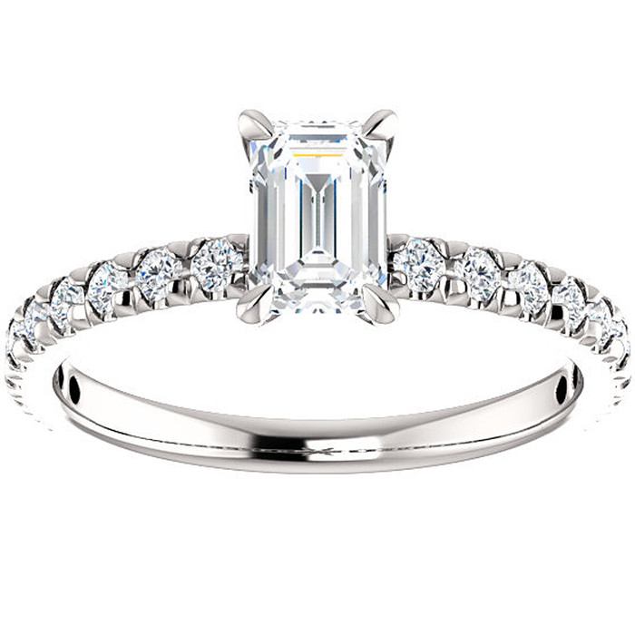 1 1/2Ct Emerald Cut Diamond Engagement Ring 14k Gold Lab Grown 1 1/2Ct Emerald Cut Diamond Engagement Ring 14k Gold Lab Grown