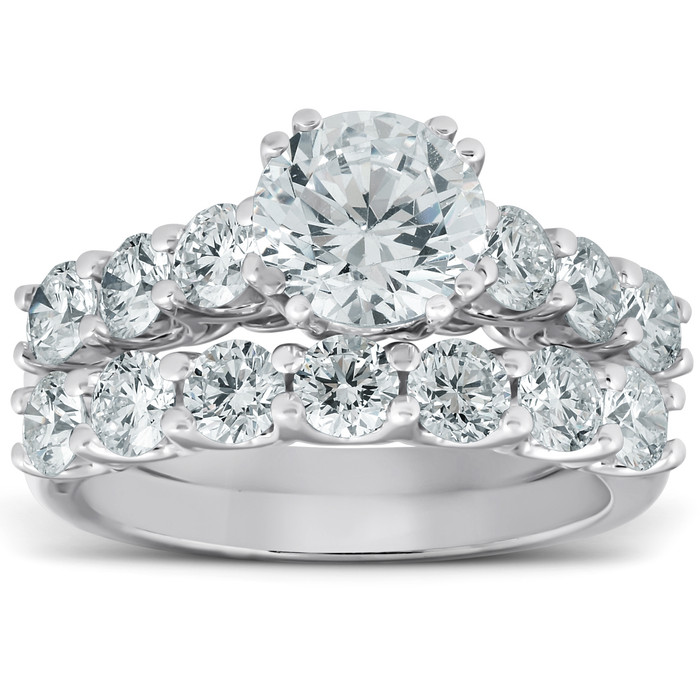 3 Ct Diamond Engagement Wedding Bridal Ring Set14k White Gold Lab Grown